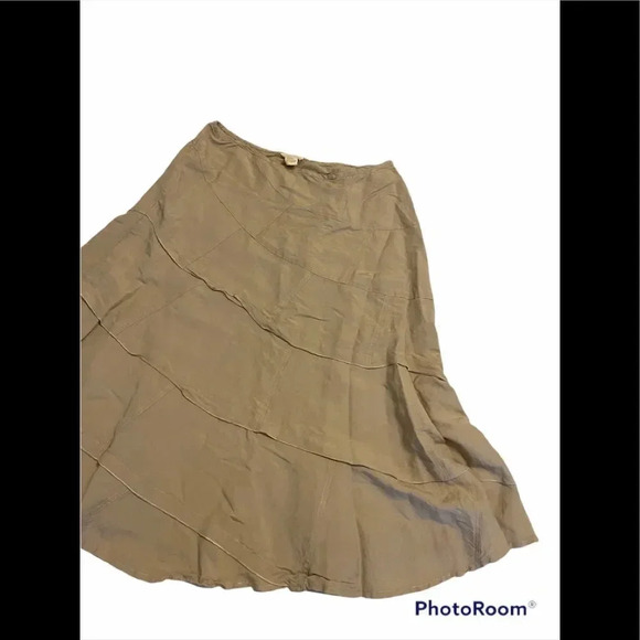 Sandro Patchwork Linen Blend Tan Skirt Sz 14 - Picture 2 of 6